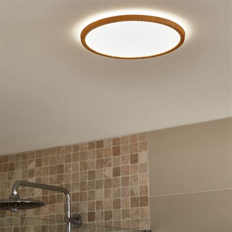 Plafoniera Led Bagno Moderno Lano Legno Chiaro Cm Luce