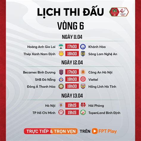 Lịch thi đấu vòng 6 V League 2023 Hà Nội FC vs Hải Phòng