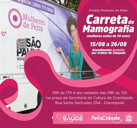 Cosmópolis receberá carreta de mamografia do Projeto Mulheres de Peito