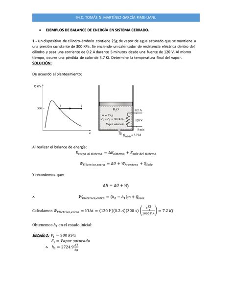 Fase 3 Primera Ley De La Termodinámica Ejemplos De Balance De EnergÕa En Sistema Cerrado 1