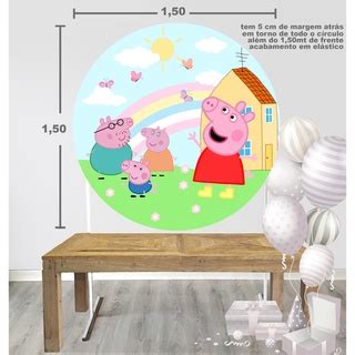 Painel D Festa Redondo Malha Sublimado Peppa Pig Fam Lia Shopee