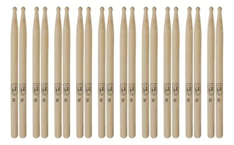 Kit 10 Pares De Baquetas Para Bateria Maple 5a New York Cor Palha