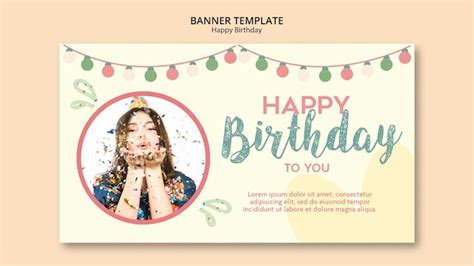 Birthday Party Banner Template with Photo - HD Stock Images