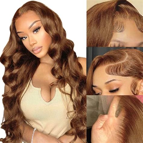 Light Brown Wigs Human Hair 22 Inch Body Wave 13x4 Hd Lace