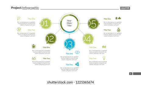 Five Points Process Chart Slide Template Stock Vector Royalty Free