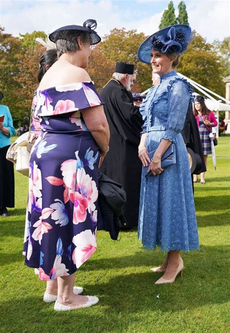 Sophie Duchess Of Edinburgh Coordinates With Kate In Blue Lace Dress