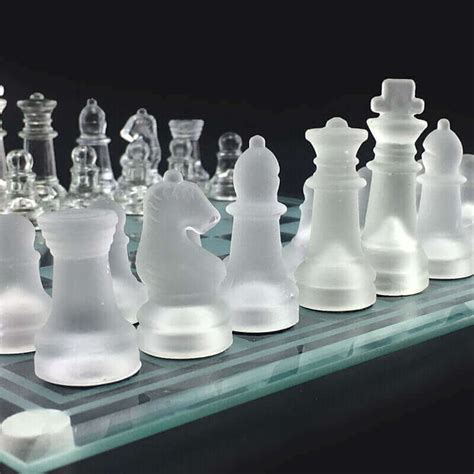 Elegant Glass Chess Set in Two Sizes for All Levels