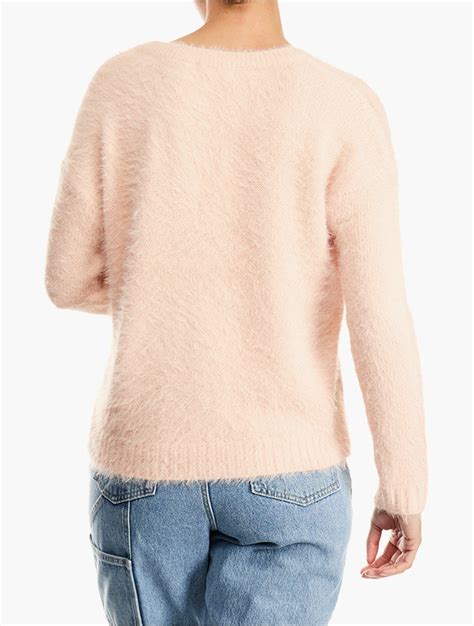 Myrunway Shop Brave Soul Soft Pink V Neck Long Sleeve Jumper For