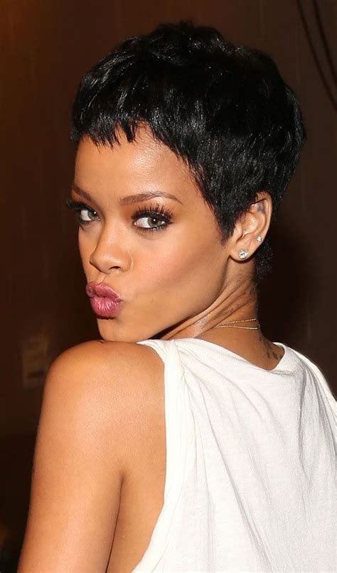 Short Straight Hairstyles Combed Rihanna Pixie Cut Rihanna Short