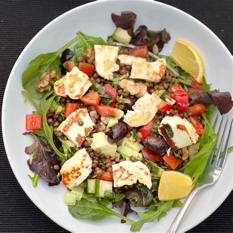 Easy Lentil And Halloumi Salad Feel Good Food