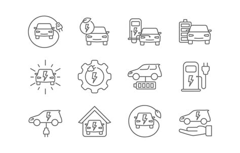 Electric Car Icon Set 7407114 Vector Art At Vecteezy