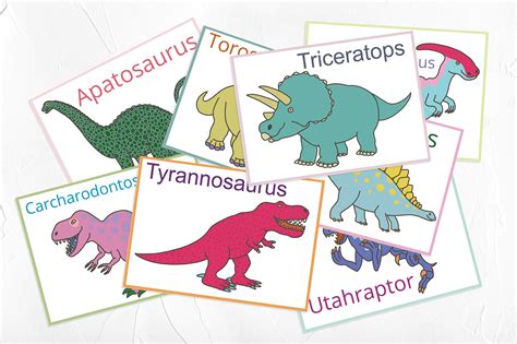 Dinosaur Flash Cards Printable Homeschool Preschool Etsy