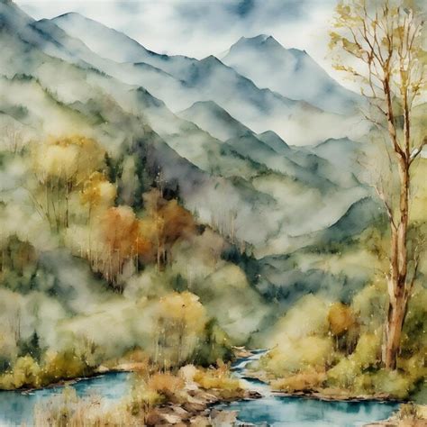 Premium AI Image | Watercolor Landscape Illustration