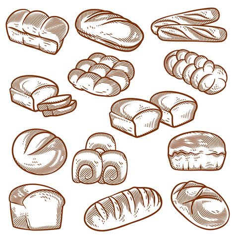 Hand Drawn Bread And Bakery Vector Illustration Line Art 6033488 Vector