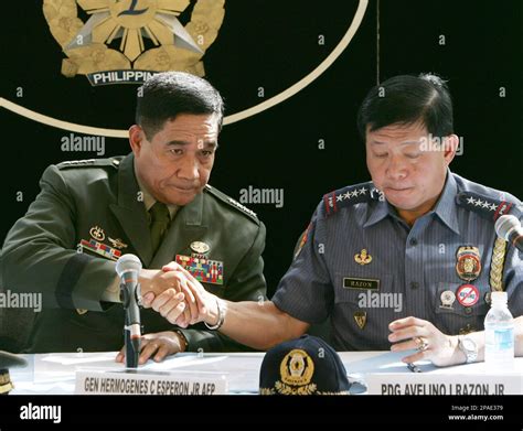 Philippine Armed Forces Chief Gen Hermogenes Esperon Jr Left And