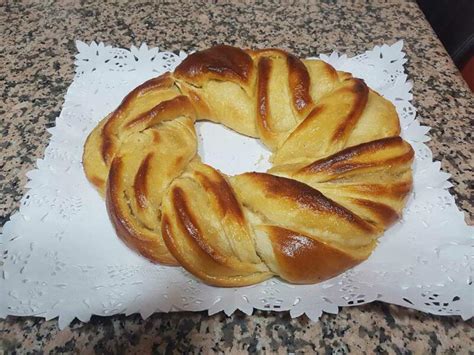 Rosca De Pascua Con Crema Pastelera Y Cabello De Angel Con Thermomix