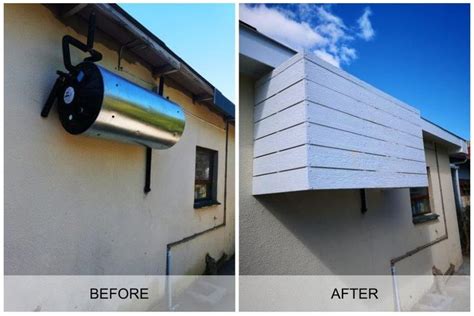 Before And After Shots Of A House S Gutter Box Installed On The Outside