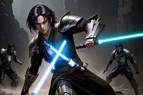 Anime Male Dark Hair Jedi Battle Armor Wielding A OpenArt