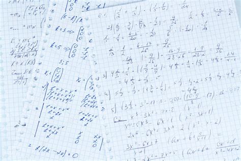 Math Physics And Geometry On Copybook Page Isolated On White — Stock