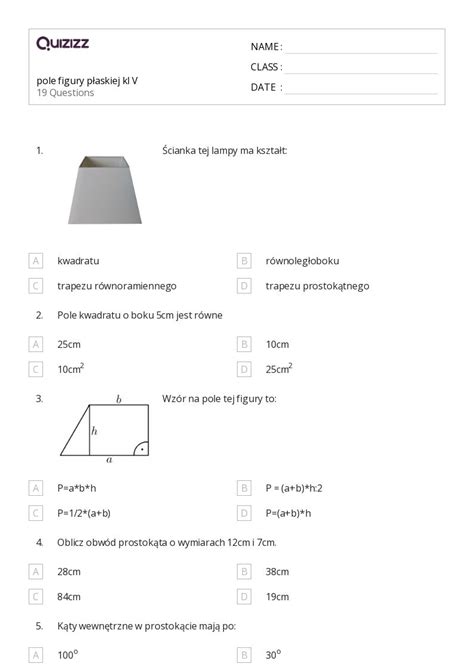 Ponad 50 Figury płaskie arkuszy roboczych dla Klasa 5 w Quizizz