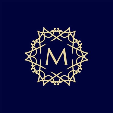 Premium Vector Initial Letter M Floral Ornamental Border Circle Frame