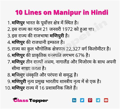 10 Lines On Manipur In Hindi मणिपुर के बारे में 10 लाइन