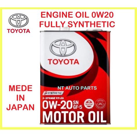 100 Original Toyota 0w 20 0w20 Synthetic Sp Gf 6a Engine Oil 4l