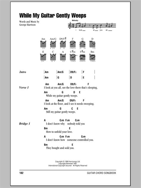 While My Guitar Gently Weeps By The Beatles Sheet Music For Guitar