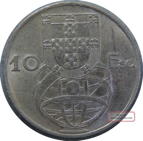 Portugal 10 Escudos 1955 Km 586 Unc Silver Coin G8