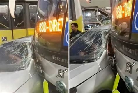 Acidente entre carro e ônibus complica trânsito na Avenida Cristiano