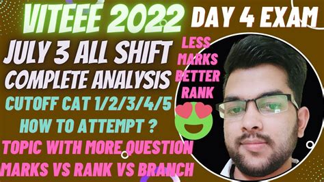 Viteee Exam July Analysis Marks Vs Rank Vs Branch Easy Question