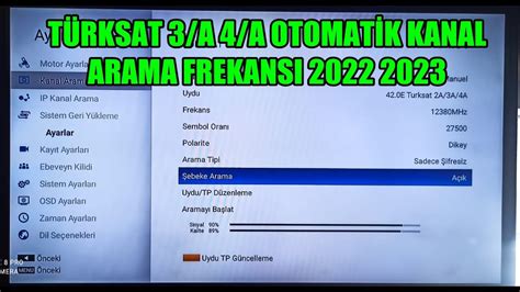 T Rksat A A Otomat K Kanal Arama Frekansi Youtube