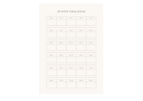 30 Day Challenge Printable, Instant Download, Minimal Challenge Sheet ...