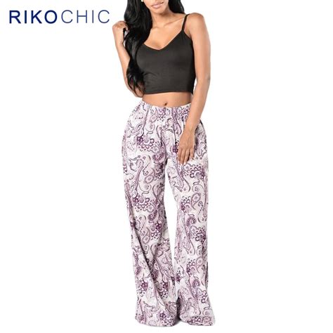 Casual Hippie Boho Vintage Ethnic Women Wide Leg Pants Female Trousers