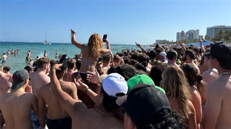 Spring Break Huge Beach Crowd Fort Lauderdale Live Youtube