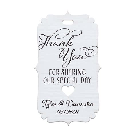 Personalized Bracket Thank You For Sharing Our Special Day Favor Tags