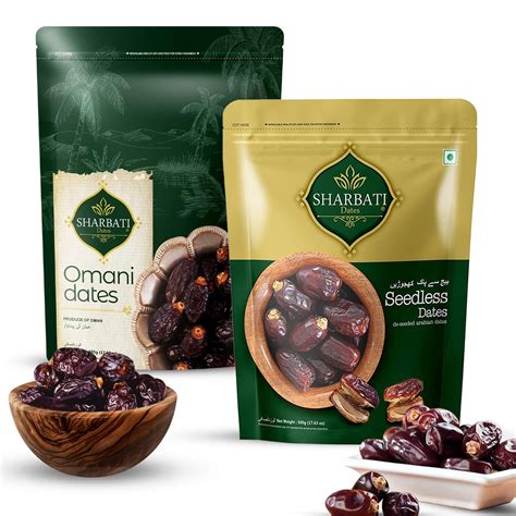 Sharbati Dates Premium Combo Of Seeded Omani Seedless Arabian Dates