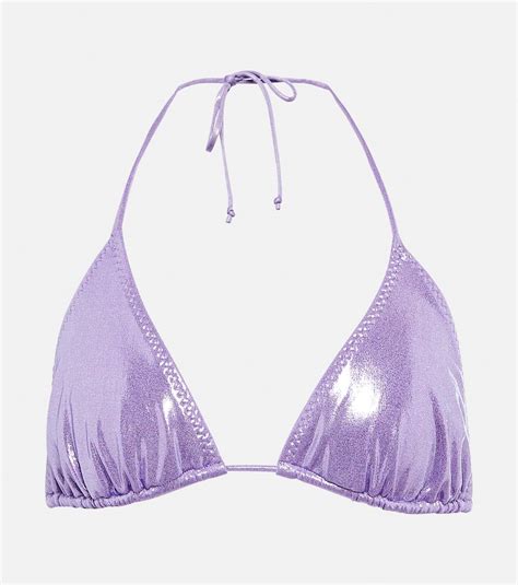 Norma Kamali String Metallic Bikini Top In Purple ModeSens