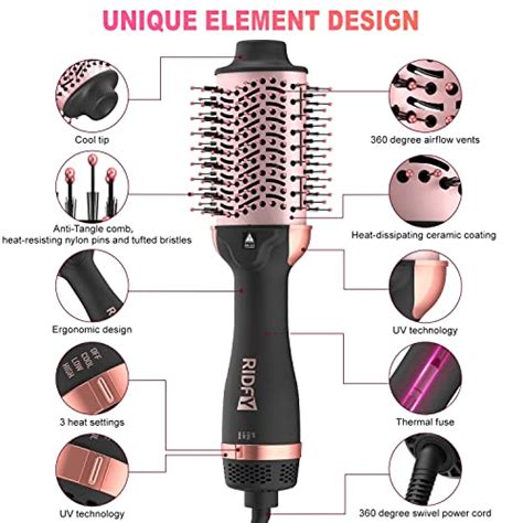 Brosse à air chaud volumateur 5 en 1 brosse sèche cheveux noir UV