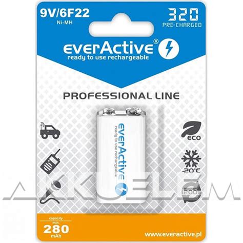 everActive 9V 320mAh Ni MH akkumulátor 6F22 Akku Elem hu