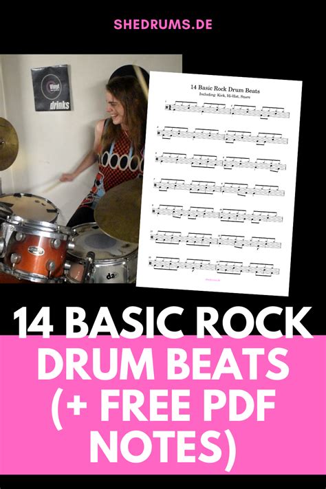 14 Basic Rock Drum Beats Free Pdf Notes She Drums Rock The Kit