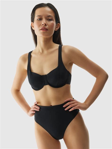 Góra od bikini damska czarna 4F sportowa odzież i obuwie