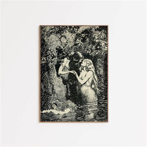 Two Fairies Romantic Lesbian Art Lesbian Illustration Wlw Art Sapphic Art Vintage Lesbian Art