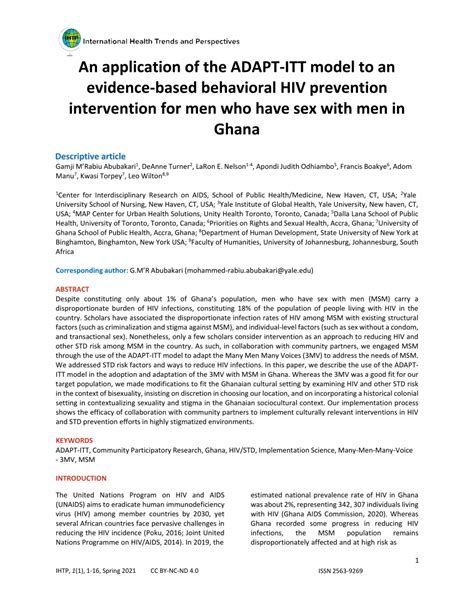 Pdf An Application Of The Adapt Itt Model To An Evidence Based