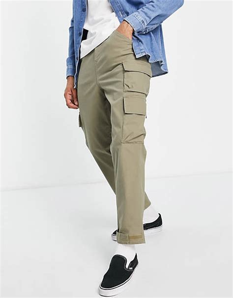 Asos Design Skater Cargo Trousers In Light Khaki Asos