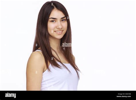 Portrait Of Brunette Woman Stock Photo Alamy