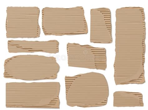 Set Of Realistic Torn Cardboard Textures For Mockups Stock Vector