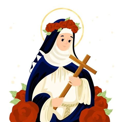 Free Vector Cartoon Santa Rosa De Lima Illustration St Rose Of Lima