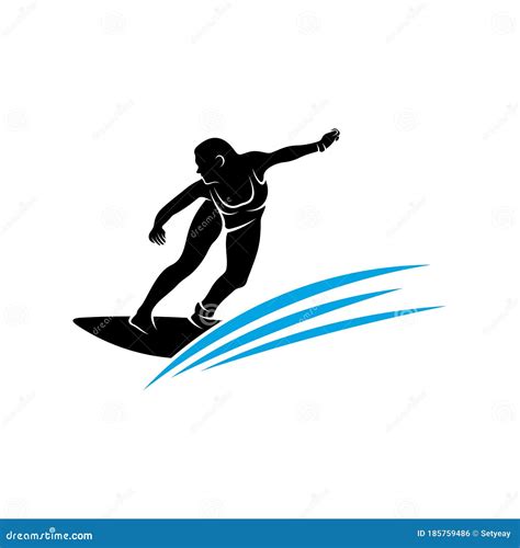 Surfing With Water Wave Logo Vector Template Illustration Symbol