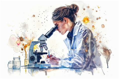 Premium Photo A Woman In A Lab Coat Looking Through A Microscope Ideal For Scientific And